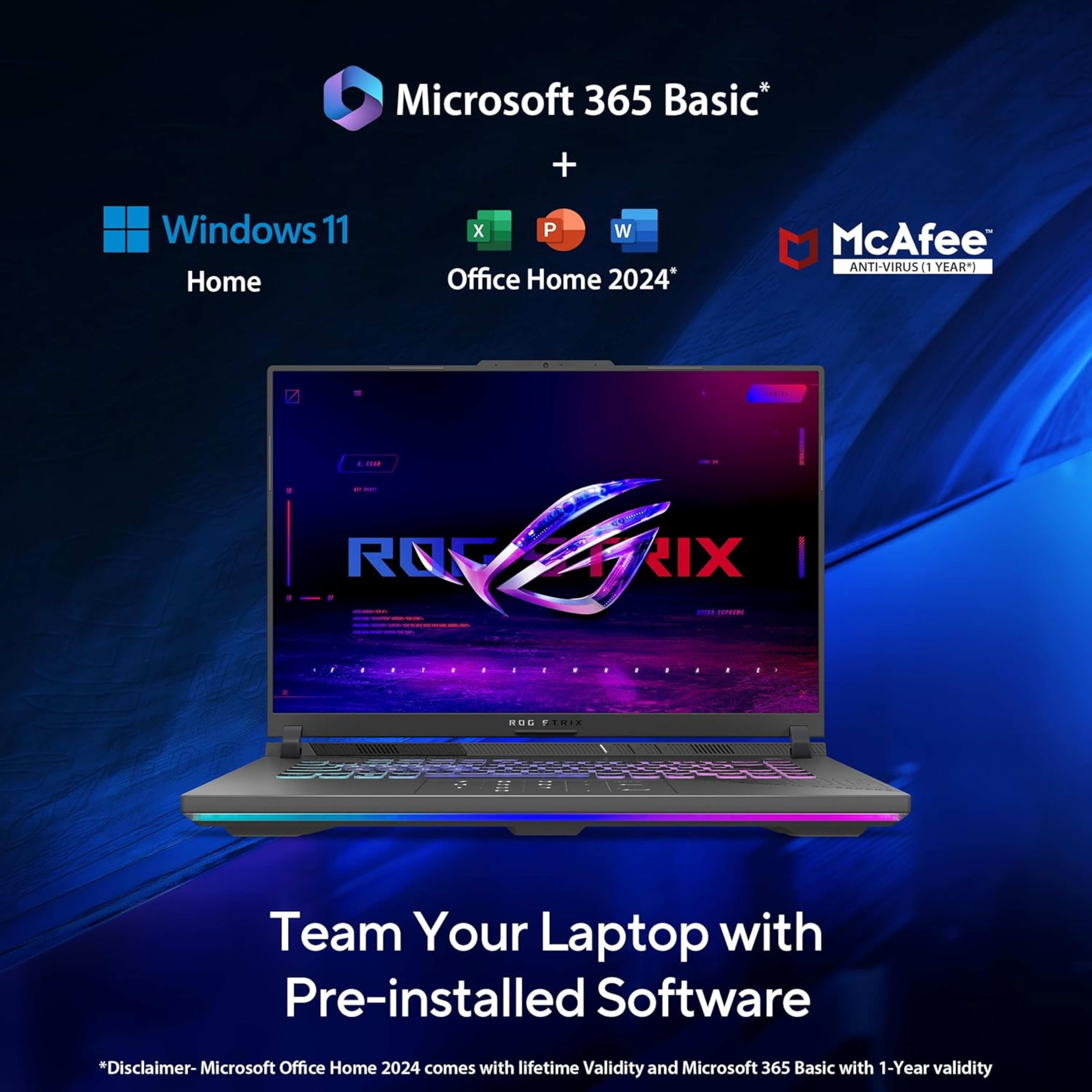 ASUS ROG Strix G16 16.0" 2.5K QHD+ 240Hz Gaming Laptop - AMD Ryzen 9 8940HX, NVIDIA GeForce RTX 5060 8GB (115W TGP), 16GB DDR5 RAM, 1TB SSD, 90Whr Battery, Windows 11 Home, Office Home 2024 & Microsoft 365 Basic (Eclipse Gray, 2.50kg, G614PM-S5046WS)