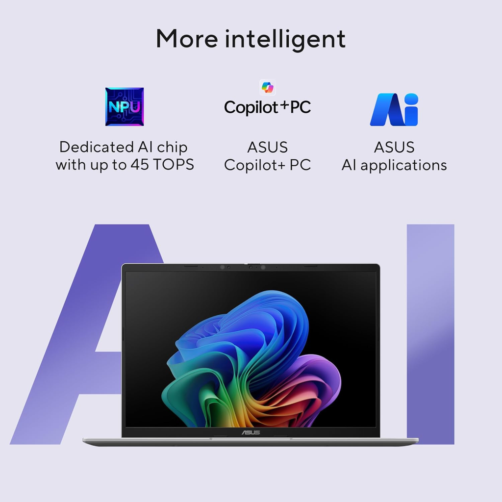 ASUS Vivobook 14" FHD+ Copilot+ AI PC - AMD Ryzen AI 5 330U (50 TOPs), 16GB RAM, 512GB SSD, Windows 11, Office 2024, Type-C Fast Charge (Quiet Blue, 1.46kg, M1407KA-LY132WS)