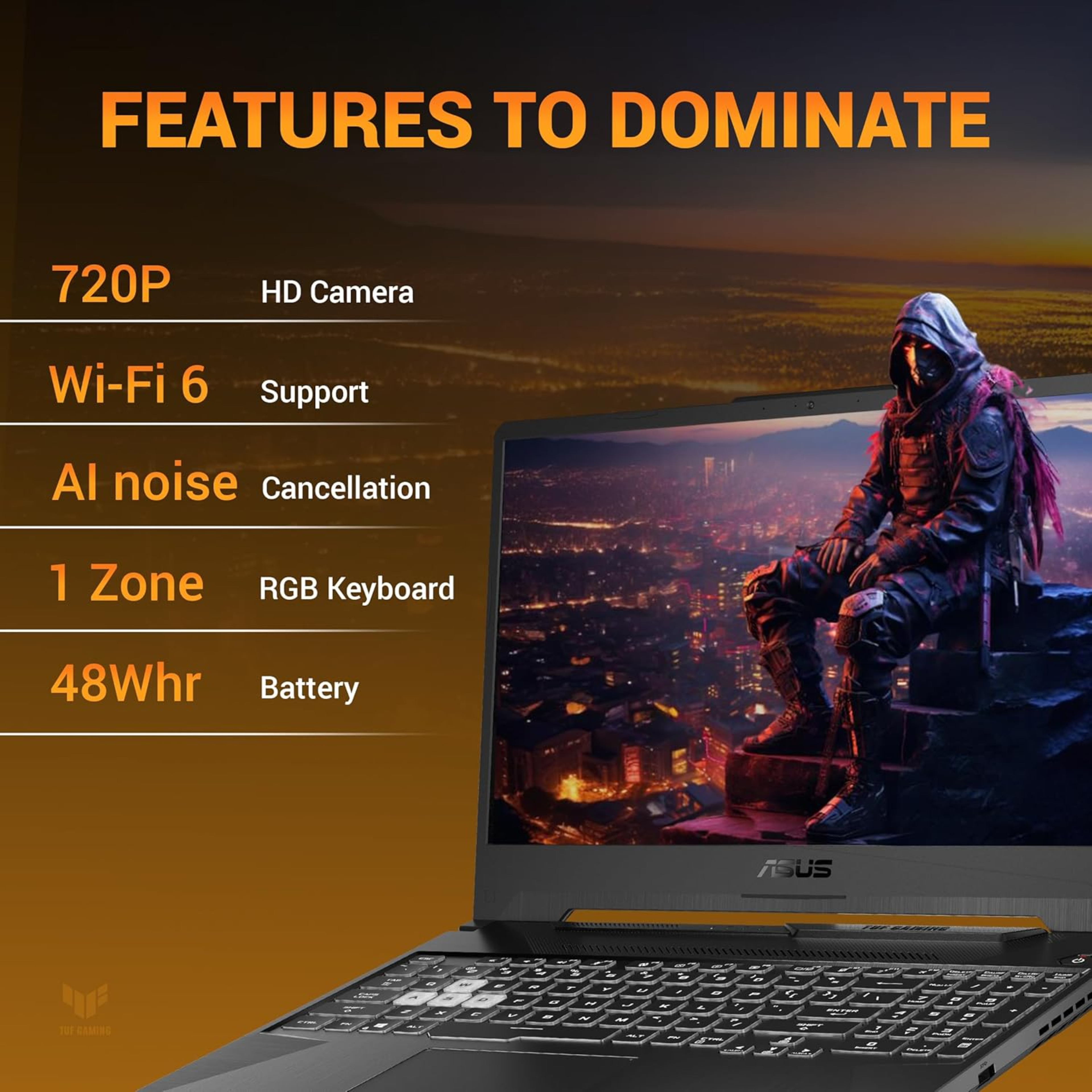 ASUS TUF Gaming A15 (2026) 15.6" Full HD 144Hz Gaming Laptop - AMD Ryzen 7 170, NVIDIA GeForce RTX 3050 4GB, 16GB DDR5 RAM, 512GB SSD, Backlit RGB Keyboard, Windows 11 Home, Office 2024 & Microsoft 365 Basic (Graphite Black, 2.30kg, FA506NCQ-HN007WS)