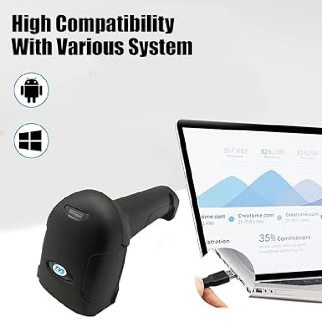 TVS Electronics BS-i201G WL Wireless 2D Bluetooth Barcode Scanner | Dual Mode (Bluetooth & 2.4GHz) | QR Code Reader for Retail & Inventory