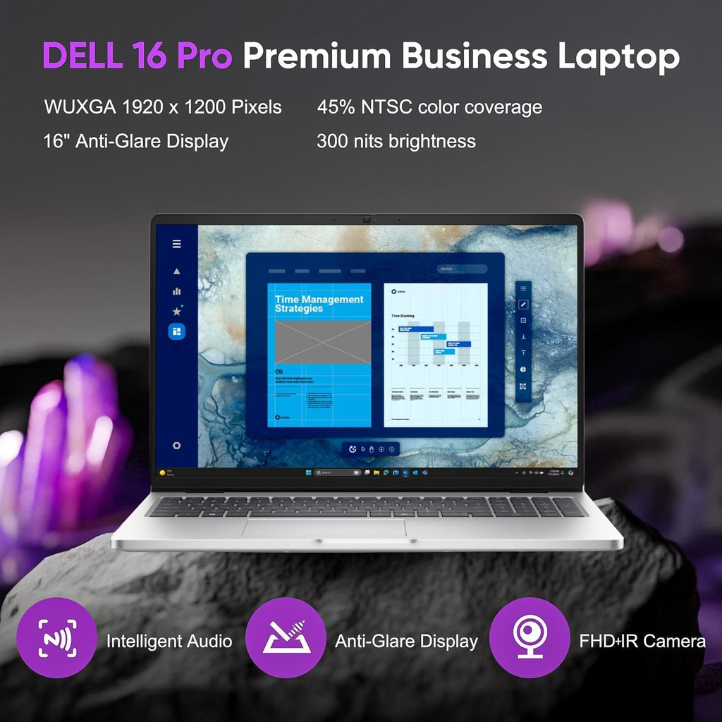 Dell Pro 16 Premium Business Laptop - Intel Core Series 1 5 120U, 16GB DDR5 RAM, 1TB SSD, 16" FHD+ Display, Windows 11 Pro (Grey)