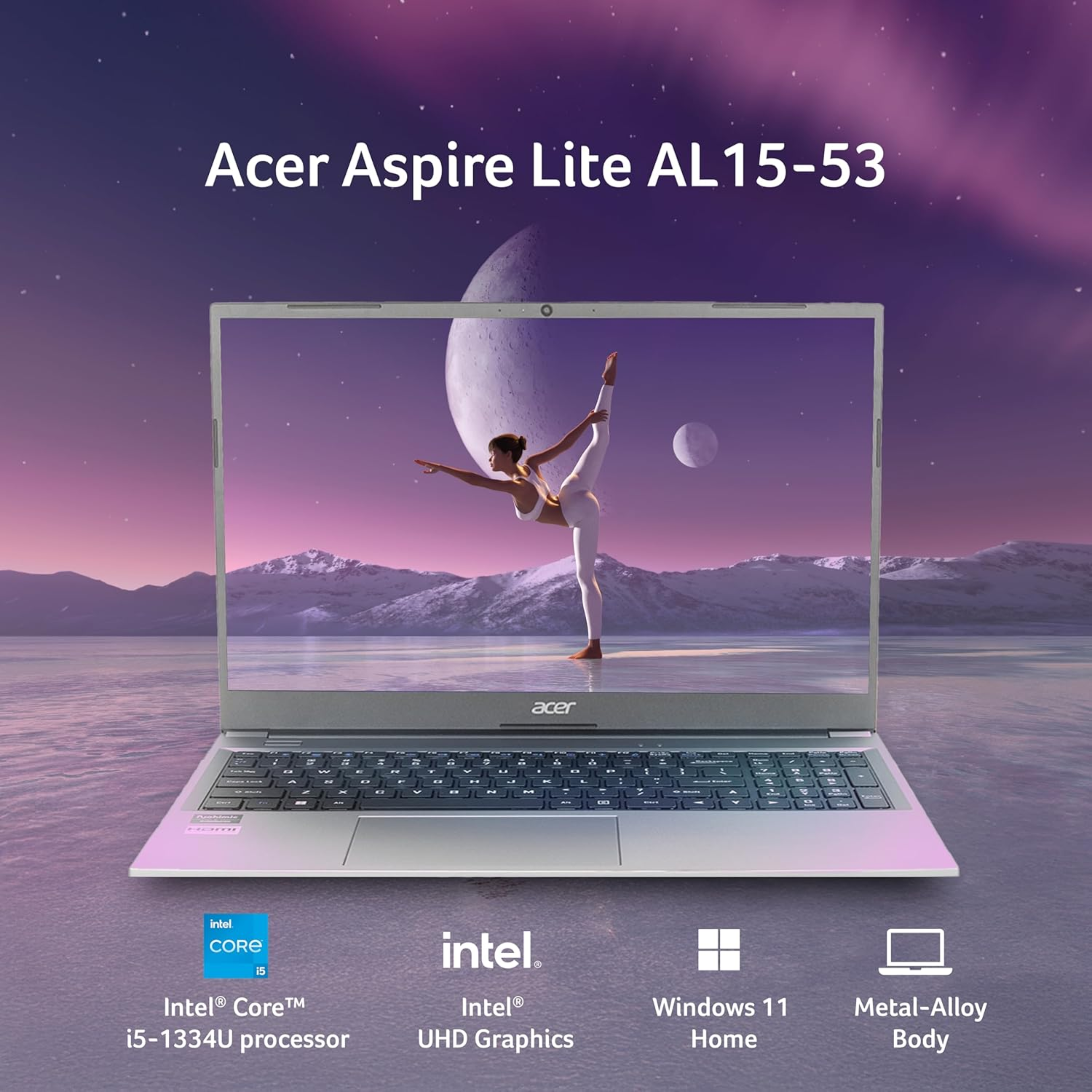 Acer Aspire Lite 15.6" FHD Thin & Light Metal Laptop - 13th Gen Intel Core i5-1334U, 16GB RAM, 512GB SSD, Backlit KB, Win 11, Office 2024 + M365 Basic (Steel Gray, 1.59kg, AL15-53)