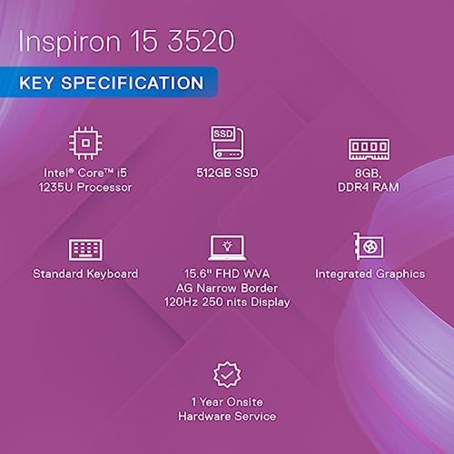 Dell Inspiron 15 Laptop Intel Core i5-1235U | 8GB RAM | 512GB SSD | 15.6" Full HD Display | Windows 11 Home | MS Office 2021