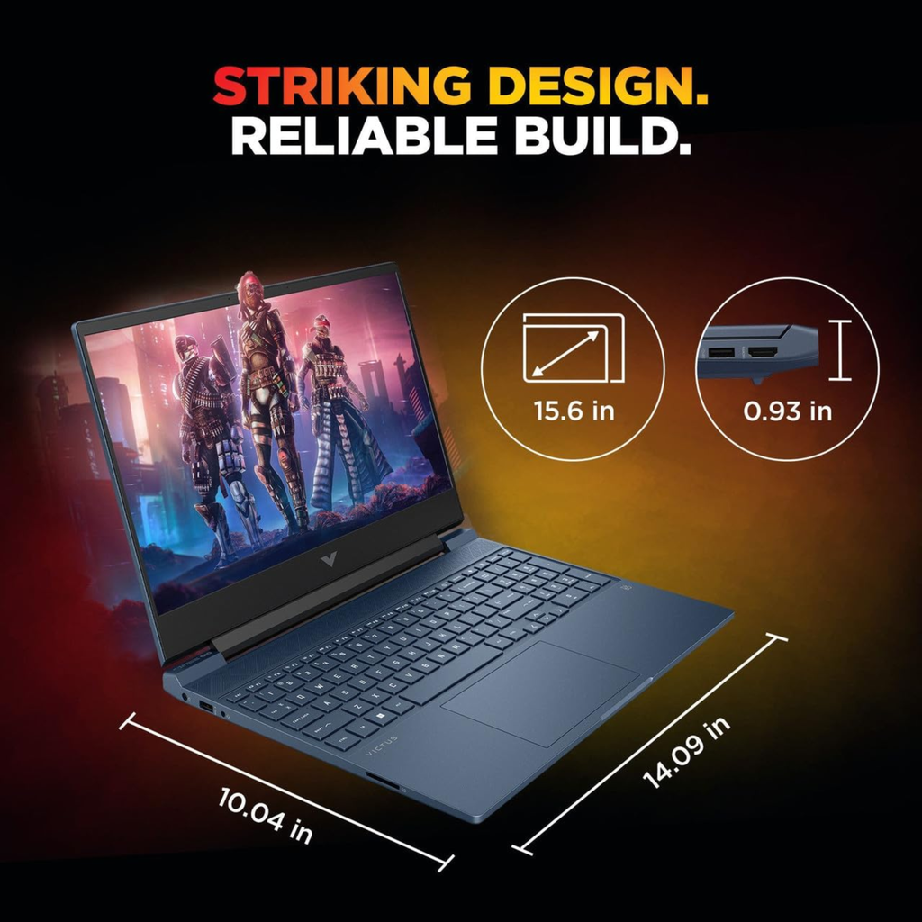 HP Victus Gaming Laptop (fa1310TX) 15.6" FHD 144Hz IPS - 12th Gen Intel Core i5-12450H, 4GB NVIDIA GeForce RTX 2050 Graphics, 8GB RAM, 512GB SSD, Windows 11, Office 2021 (Performance Blue, 2.3kg)
