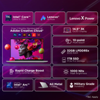 Lenovo Yoga Pro 7 Aura Edition 14.5" 3K OLED Touchscreen Laptop - Intel Evo Core Ultra 9 285H, 32GB RAM, 1TB SSD, Copilot+ AI PC, Windows 11, Office Home 2024, Lenovo AI Now (Grey, 1.5kg, 83KF004CIN)