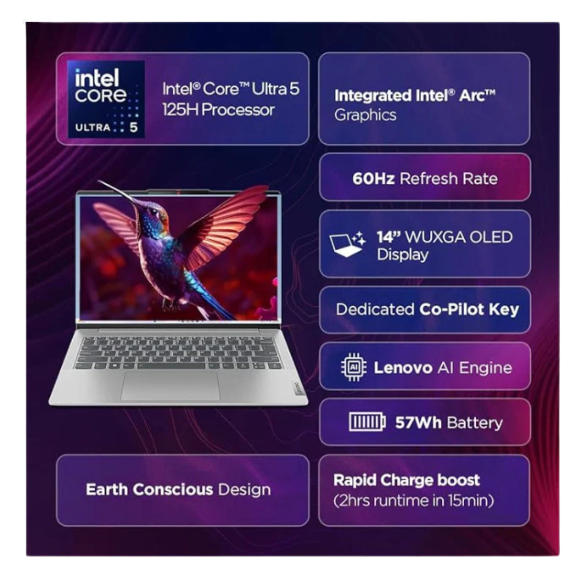 Lenovo IdeaPad SLIM 5 Core Ultra 5 -i5 16 GB DDR5/1 TB SSD 16" FHD IPS 83DC0003IN