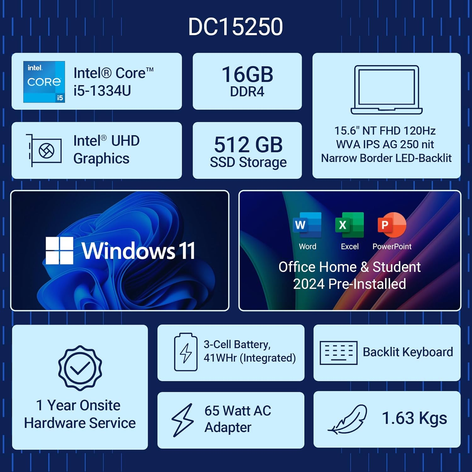 Dell Inspiron 15 Laptop | Intel Core i5-1334U (13th Gen) | 16GB DDR4 RAM | 512GB PCIe SSD | 15.6" Full HD Display | Intel Iris Xe Graphics | Windows 11 Home | Carbon Black