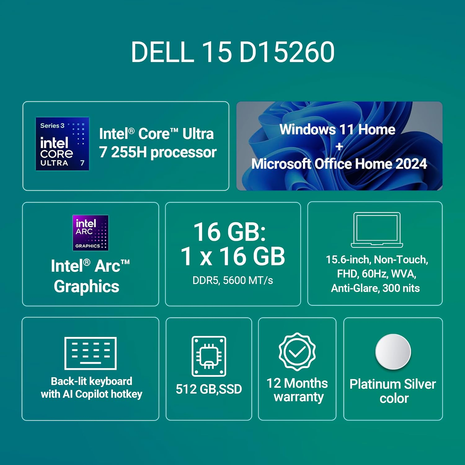 Dell 15 Laptop | Intel Core i5-13450HX (13th Gen) | 16GB DDR5 RAM | 512 TB PCIe SSD | NVIDIA GeForce RTX 3050 6GB | 15.6" FHD 120Hz Anti-Glare Display | Windows 11 Home | Backlit Keyboard | Dark Shadow Gra