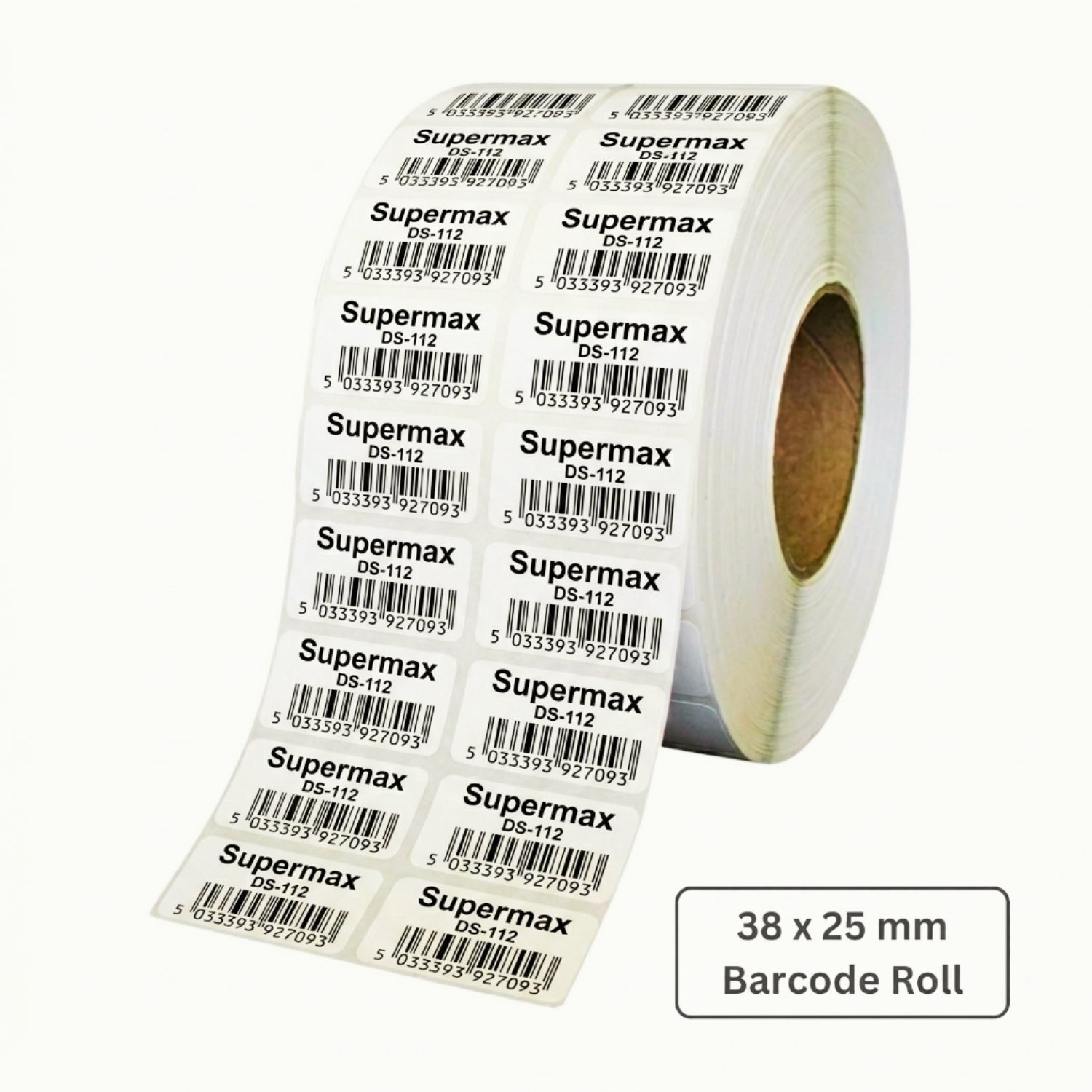 38x25mm Barcode Label Roll | 2000 Labels Per Roll | 2 Ups Chromo Paper Sticker | Self Adhesive POS, Retail & Shipping Labels