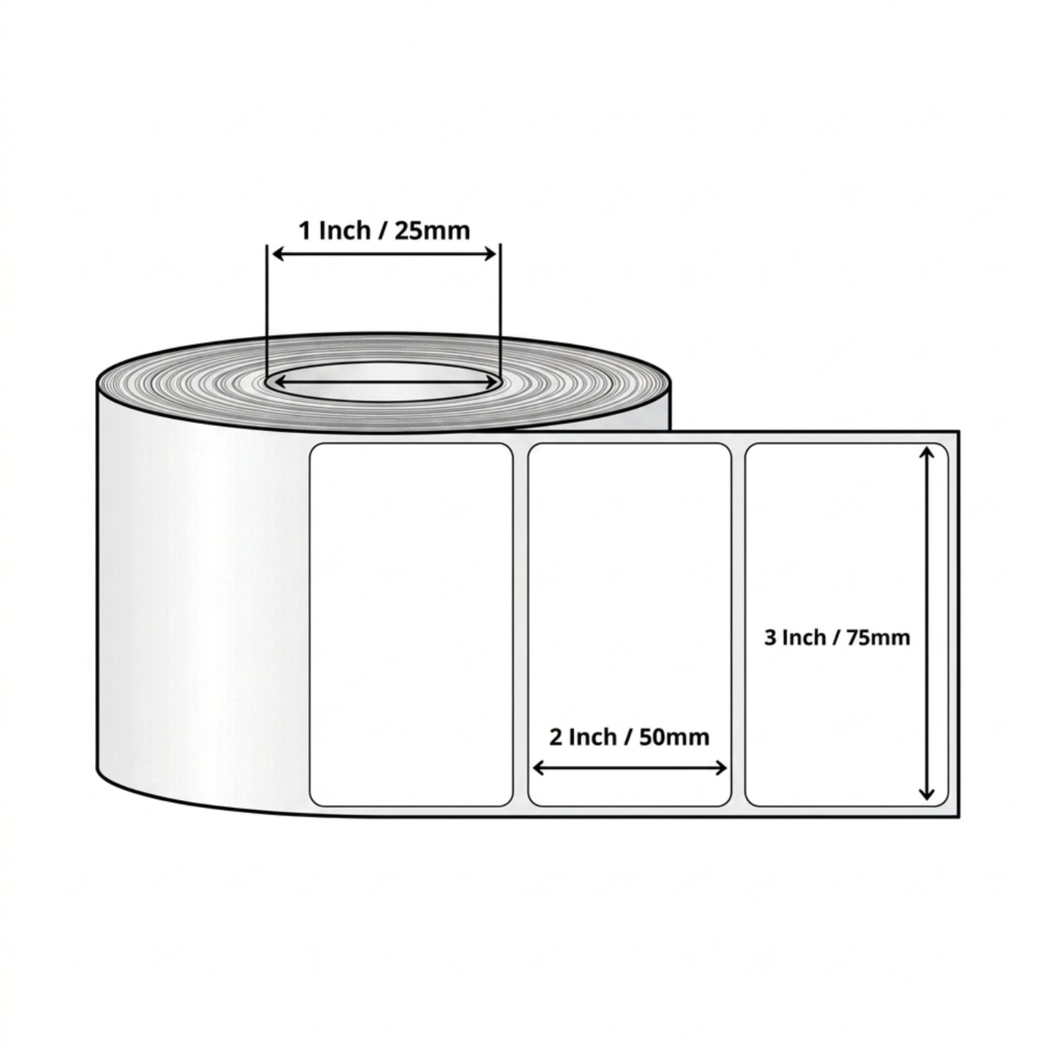 75x50mm Direct Thermal Barcode Label Roll | 1000 Labels Per Roll | 1 Up DT Sticker | Self Adhesive Shipping, Logistics & POS Labels
