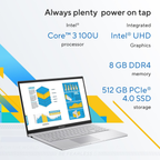 ASUS Vivobook 15 15.6" Full HD Laptop - Intel Core i3 13th Gen 1315U, Intel UHD Graphics, 8GB RAM, 512GB SSD, Backlit Keyboard, Windows 11 Home, Office Home 2024 & Microsoft 365 Basic (Cool Silver, 1.70kg, X1504VA-NJ3320WS)