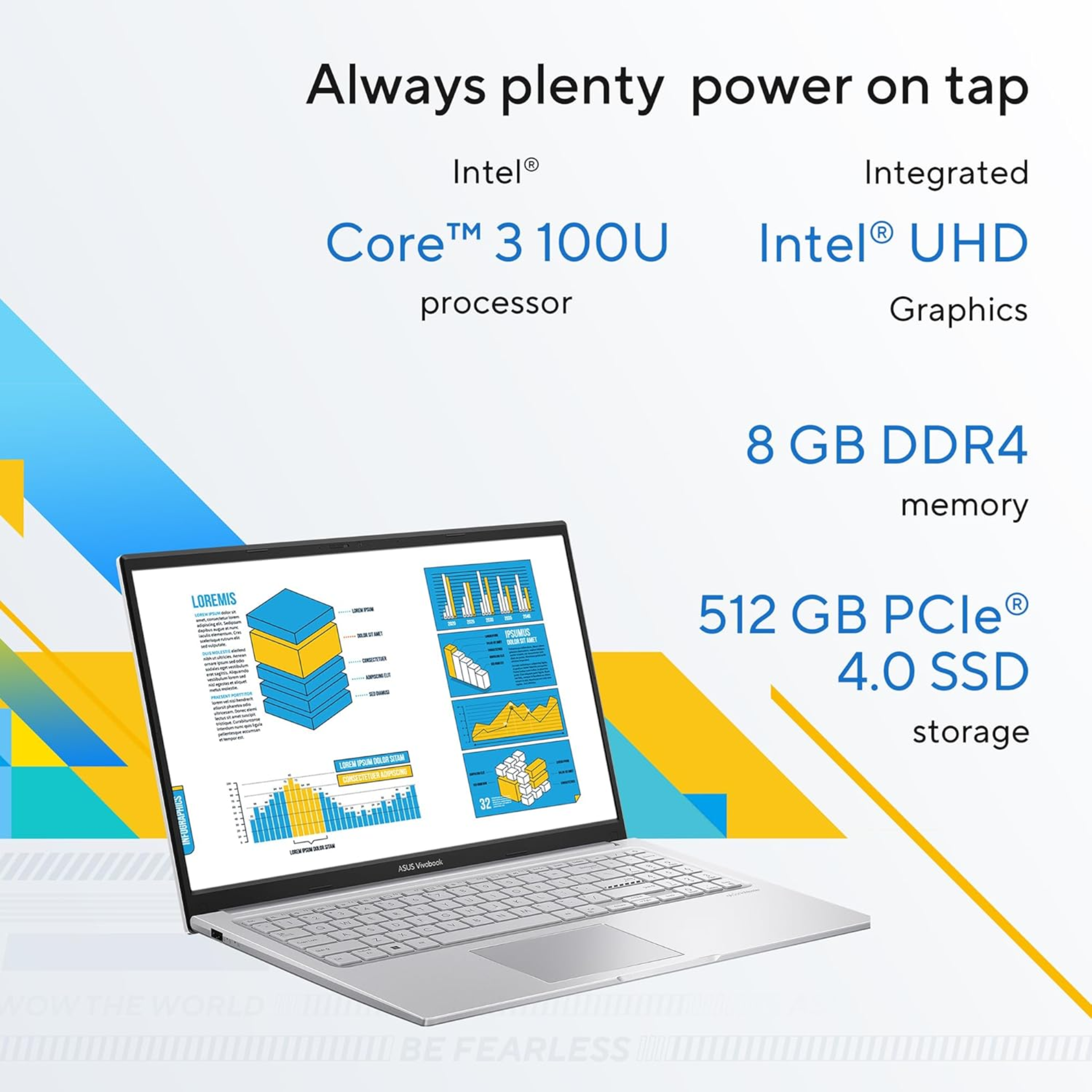 ASUS Vivobook 15 15.6" Full HD Laptop - Intel Core i3 13th Gen 1315U, Intel UHD Graphics, 8GB RAM, 512GB SSD, Backlit Keyboard, Windows 11 Home, Office Home 2024 & Microsoft 365 Basic (Cool Silver, 1.70kg, X1504VA-NJ3320WS)