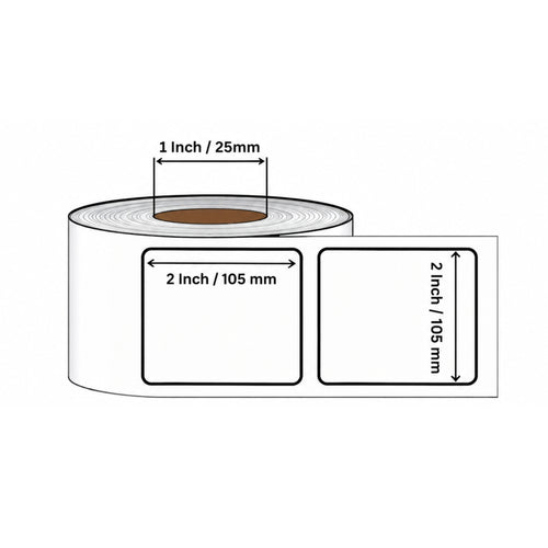 105x105mm Direct Thermal Barcode Label Roll | 1000 Labels Per Roll | 1 Up DT Sticker | Self Adhesive Shipping, POS & Logistics Labels