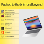 HP 15 Laptop 15.6" FHD Anti-Glare Display - AMD Ryzen 5 7520U, 16GB LPDDR5 RAM, 512GB SSD, Backlit Keyboard, FHD Camera, Windows 11, Office 2024 (Silver, 1.59kg, fc0690au)