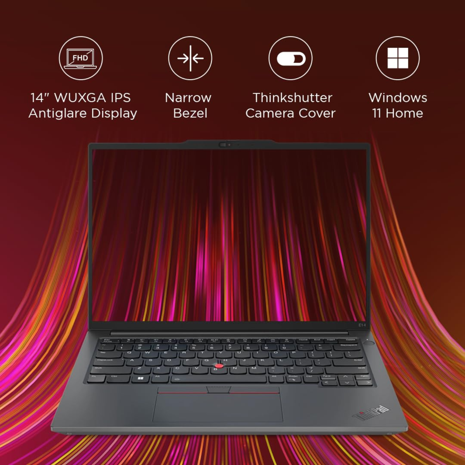 Lenovo ThinkPad E14 14.0" WUXGA IPS Laptop - AMD Ryzen 5 7530U, 16GB RAM, 512GB SSD, 300Nits, Win 11 Home, Office 2021, Backlit Keyboard, Fingerprint Reader, Aluminium Top (1.41kg, 21JRS0JG00)