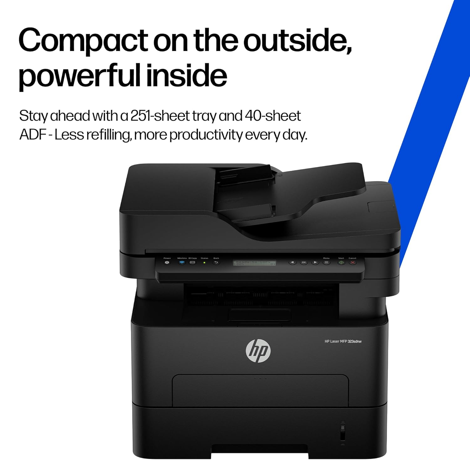 HP LaserJet Tank MFP 323sdnw Wireless Monochrome Multi-Function Printer - Print, Scan, Copy, ADF, Auto Duplex, Wi-Fi & Ethernet, 5,000-Page Pre-Filled Toner Engine (White & Gray)
