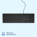 Dell KB216 Multimedia Wired USB Keyboard - Chiclet Keys, Hotkeys, Spill-Resistant, Plug and Play (Black)