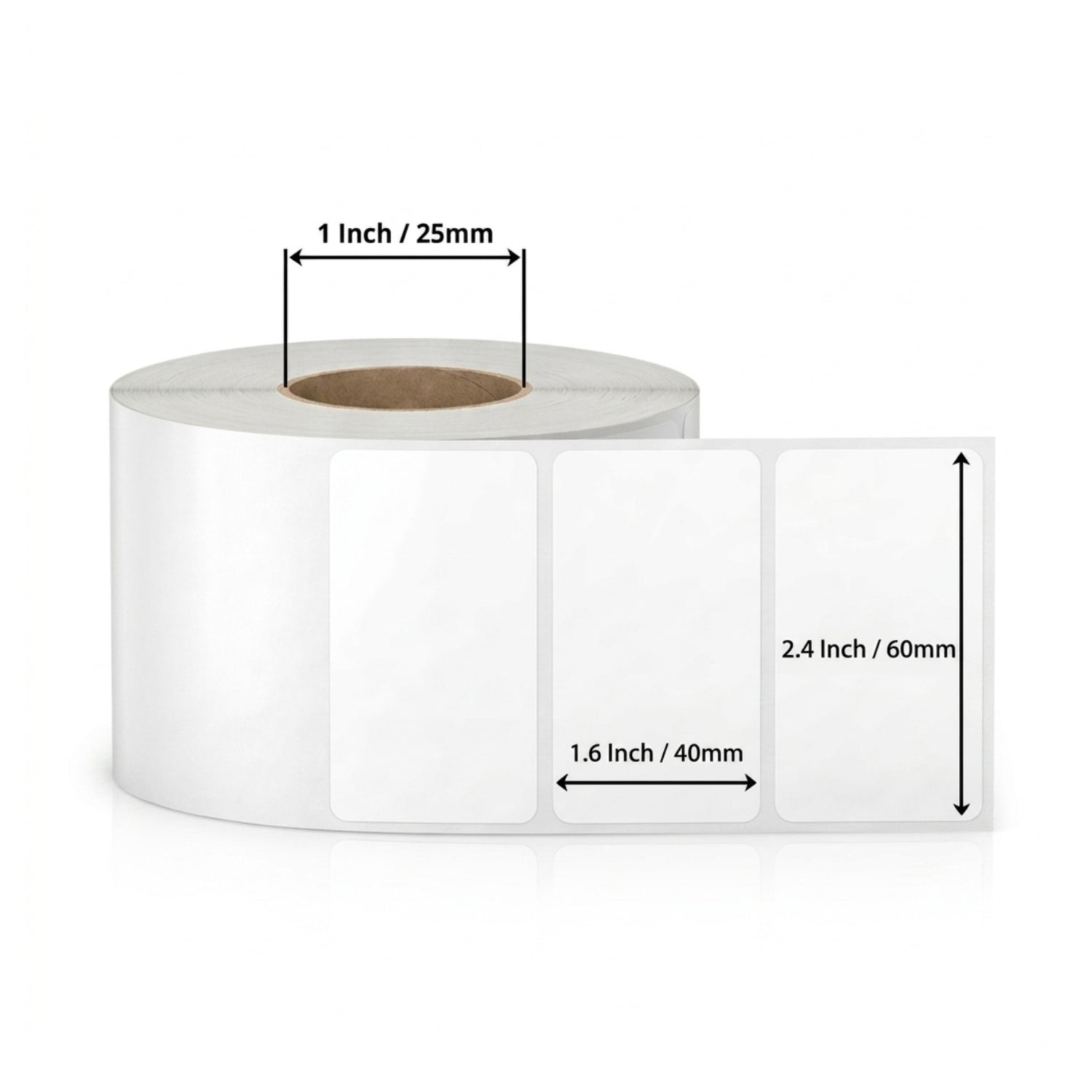 60x40mm Direct Thermal Barcode Label Roll | 1000 Labels Per Roll | 1 Up DT Sticker | Self Adhesive Shipping, POS & Logistics Labels