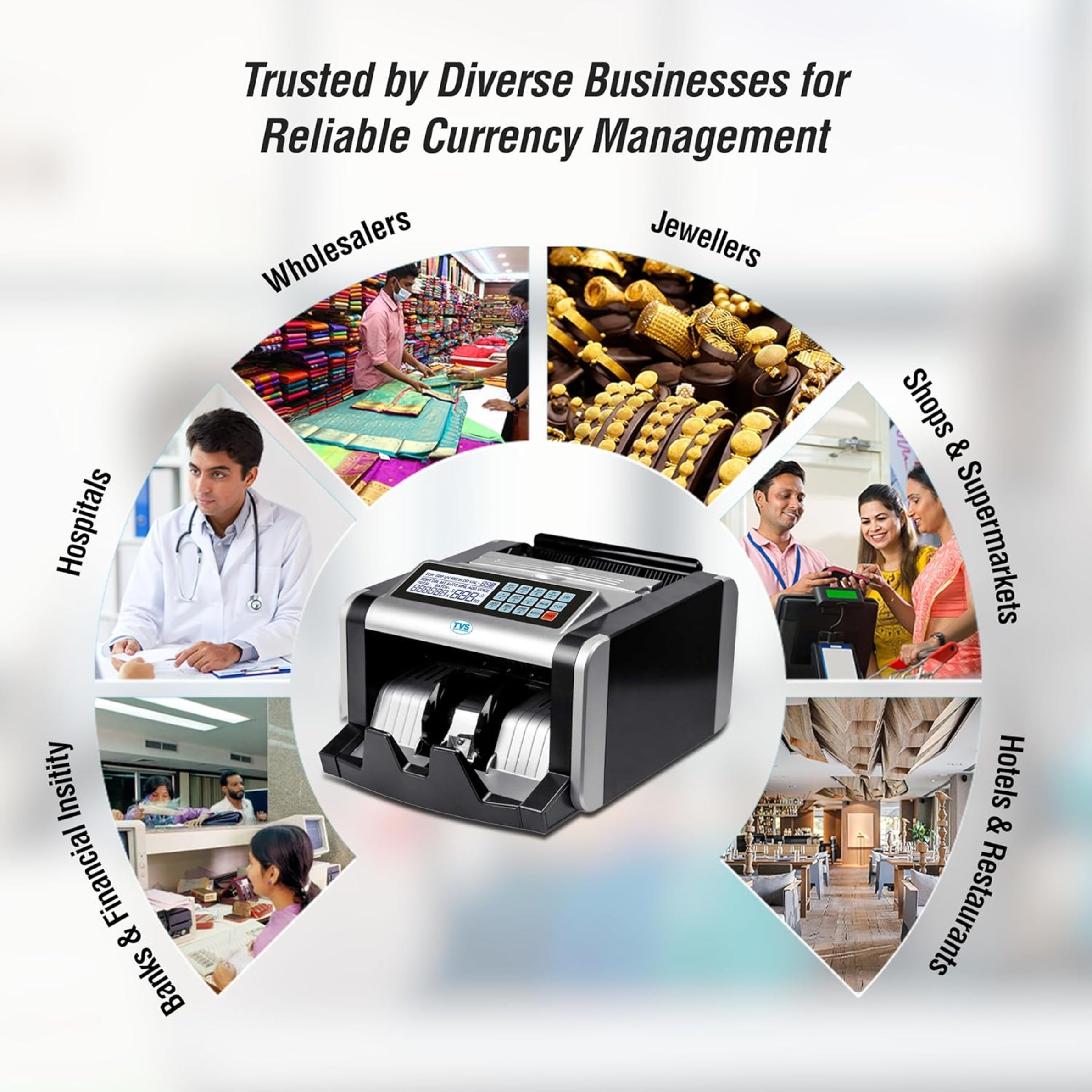 TVS Electronics CC-232 Classic Plus Cash Counting Machine with UV, MG, IR Fake Note Detection | 1000 Notes/Min High-Speed Currency Counter for Banks & Business