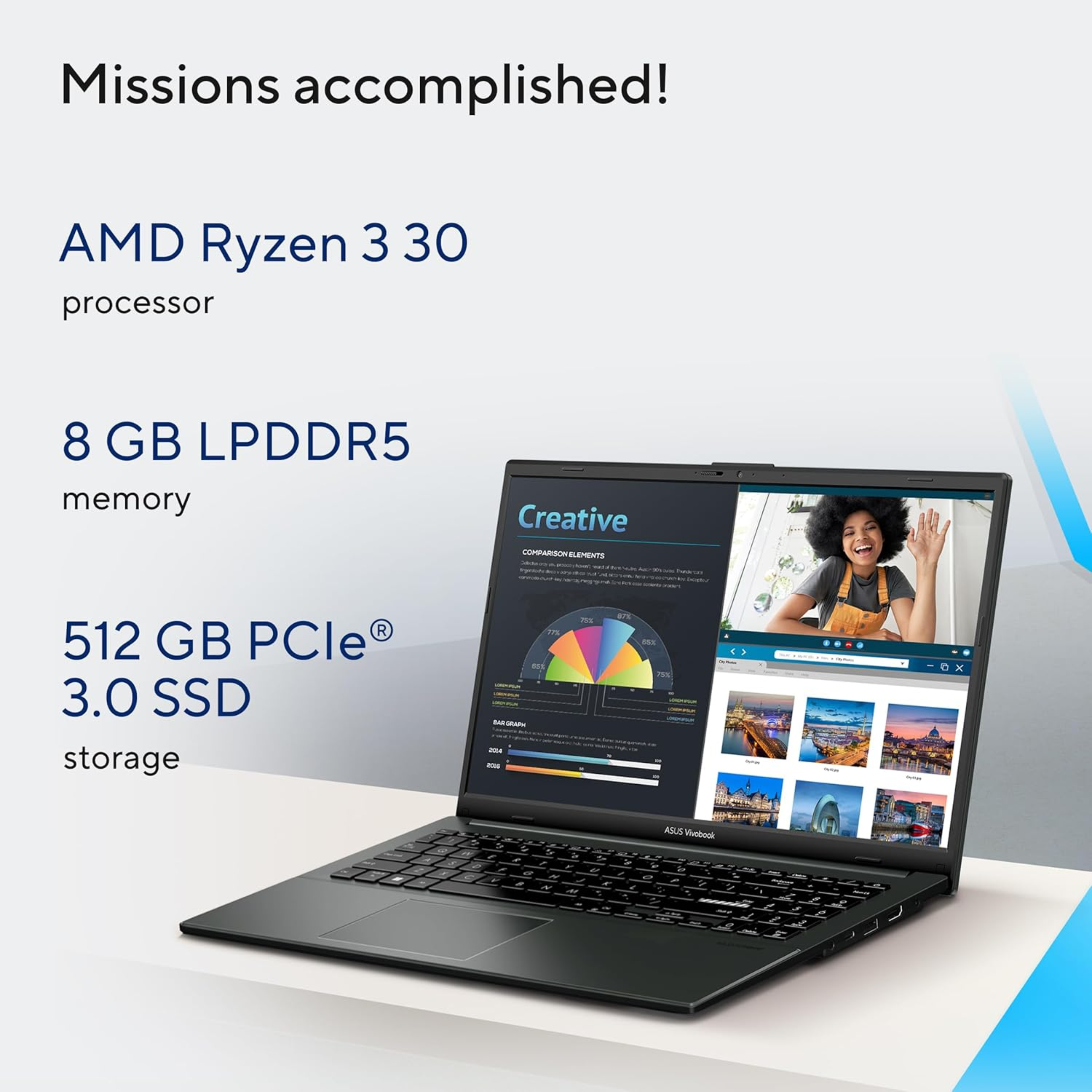 ASUS Vivobook Go 15 (2026) 15.6" Full HD Thin & Light Laptop - AMD Ryzen 5 40, AMD Radeon Graphics, 16GB RAM, 512GB SSD, Windows 11 Home, Office 2024 & Microsoft 365 Basic (Mixed Black, 1.63kg, E1504FA-BQ2116WS)