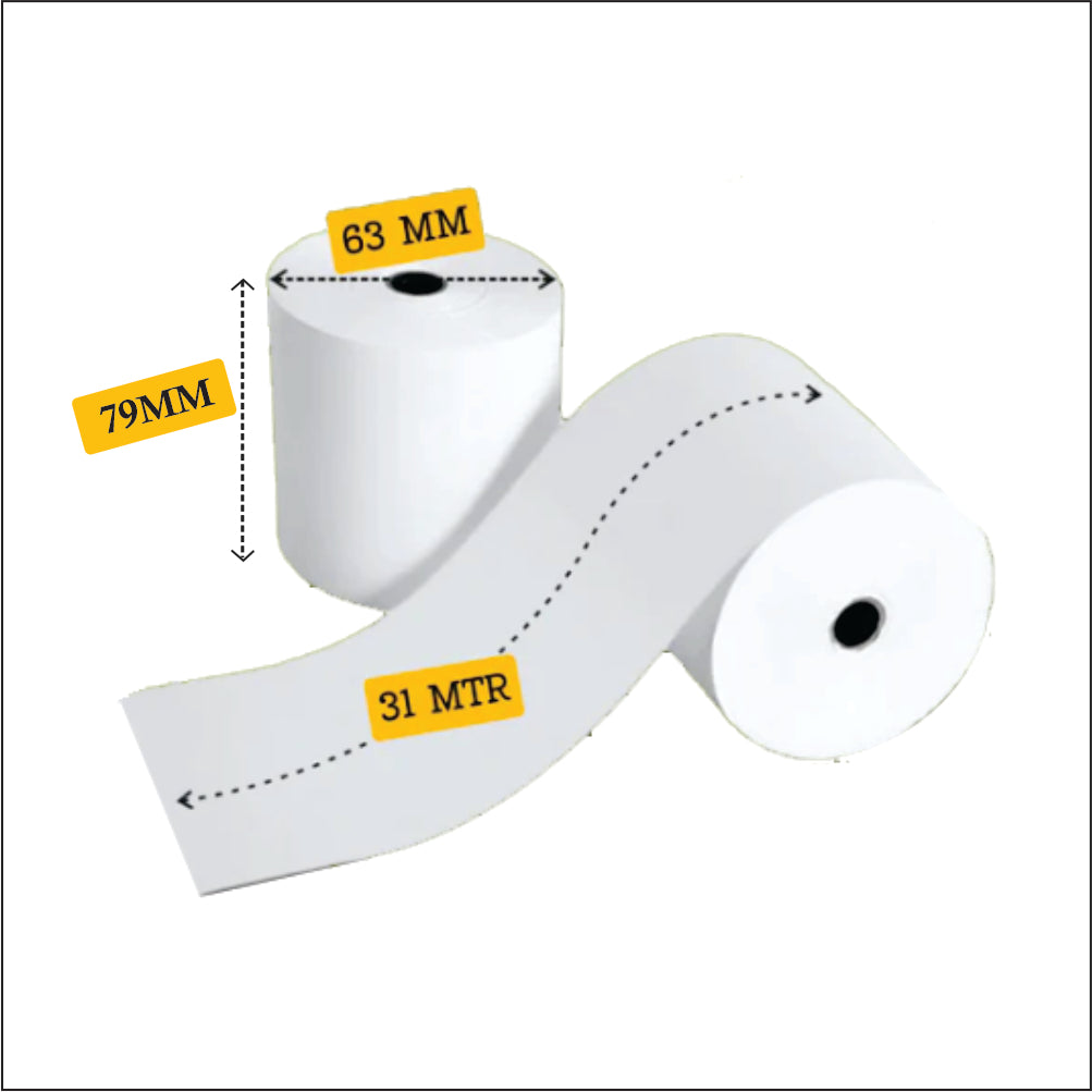 SUPERMAX PREMIUM THERMAL PAPER POS ROLLS 78/79/80 MM 3INCHES P4 PACK OF 10 ROLLS
