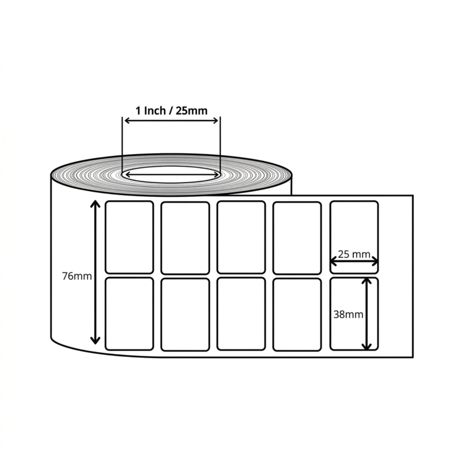 38x25mm Barcode Label Roll | 2000 Labels Per Roll | 2 Ups Chromo Paper Sticker | Self Adhesive POS, Retail & Shipping Labels