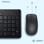 Dell KM3322W Wireless Keyboard and Mouse Combo - Anti-Friction Keycaps, Up to 36-Month Battery Life, 1000 DPI Optical Mouse, 2.4GHz Wireless (Black)