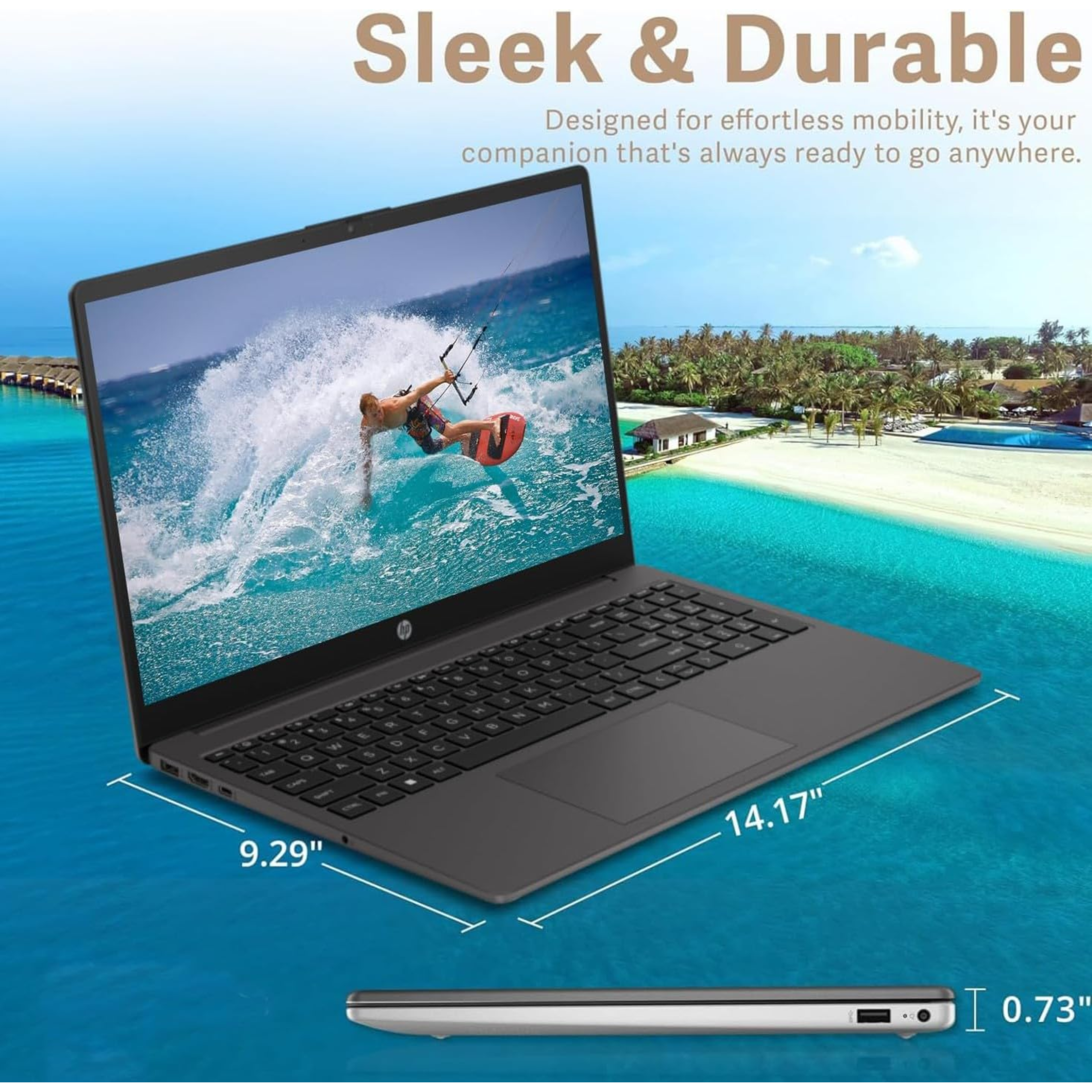 HP 15 (2025) 15.6" HD Thin & Light Business Laptop - AMD Athlon 7120U Dual Core, AMD Radeon Graphics, 8GB RAM, 256GB SSD, Windows 11 Pro, MS Office 2021 (Black, 1.50kg)