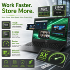 Acer TravelLite TL05 15.6" FHD Smart Laptop - AMD Ryzen 7 7730U, 16GB RAM, 512GB SSD, Radeon Graphics, Windows 11, MS Office 2024 Lifetime, 3 Year Warranty (Black)