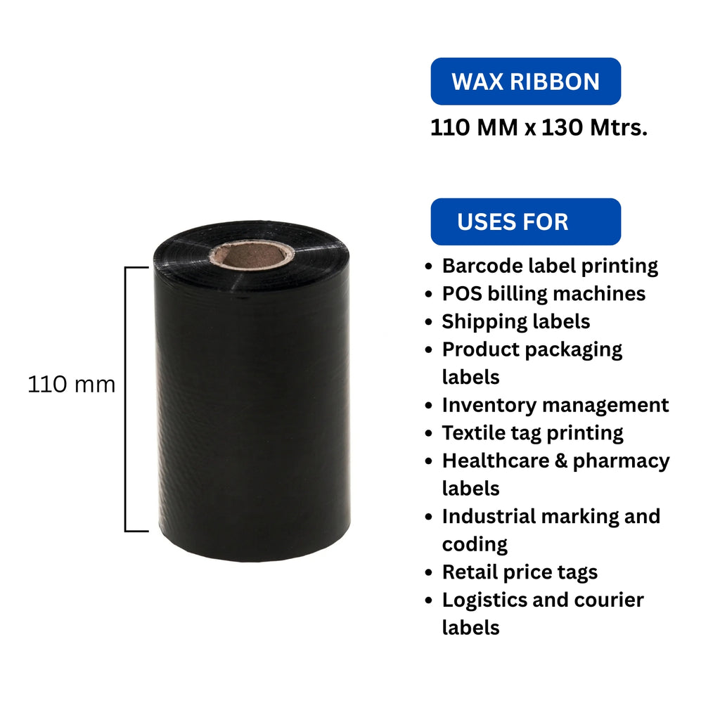 110mm x 300m Thermal Transfer Ribbon | Premium Barcode Printer Ribbon | Wax/Resin Ribbon for High Quality Label Printing