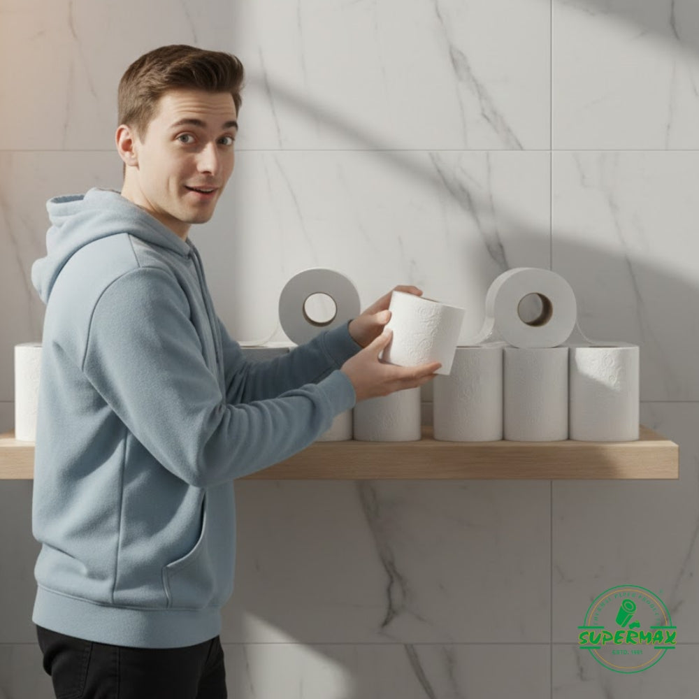 SUPERMAX Bathroom Tissue Roll 2 Ply 200 Gram | Thick & Strong | 10 Roll Combo Pack