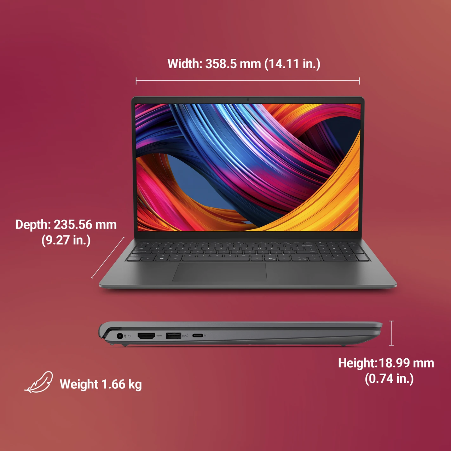 Dell Inspiron 15 3540 / DC15260 (CD15260CTOH1RINB1) 15.6" FHD Laptop (Intel Core Ultra 5 125H / 8GB RAM / 512GB SSD / Windows 11 / MS Office H&S 2024 + M365 / Carbon Black)