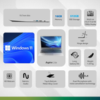 Acer Aspire Lite 15.6" FHD Laptop - 12th Gen Intel Core i3-1215U, 16GB RAM, 512GB SSD, Windows 11 Home | Premium Metal Body Thin & Light Laptop (Steel Gray, AL15-52)