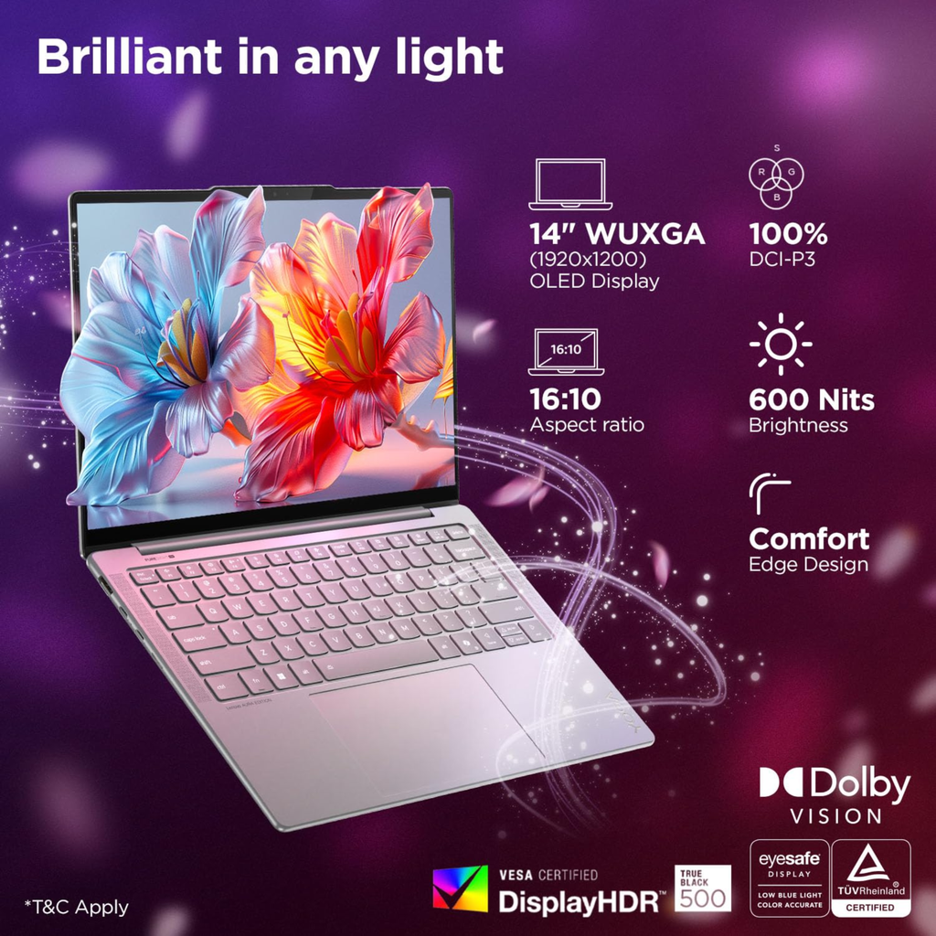 Lenovo Yoga Slim 7 Aura Edition 14" WUXGA OLED AI Laptop - Intel Evo Core Ultra 5 226V, 16GB RAM, 1TB SSD, Copilot+ PC, Win 11, Office Home 2024, 1Yr ADP (Grey, 1.19kg, 83JX005FIN)