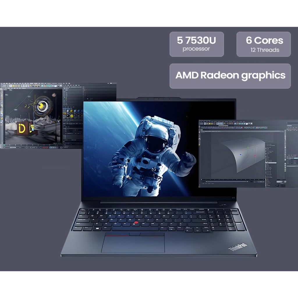 Lenovo ThinkPad E16 Business Laptop 16" FHD+ - AMD Ryzen 5 7530U (> i7-1165G7), 16GB RAM, 512GB SSD, Fingerprint, Backlit, 1080p Webcam, IST Hub, Wi-Fi 6, Ethernet, Win 11 Pro w/ AI Copilot (Black)