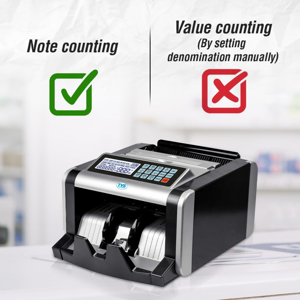 TVS Electronics CC-232 Classic Plus Cash Counting Machine with UV, MG, IR Fake Note Detection | 1000 Notes/Min High-Speed Currency Counter for Banks & Business