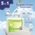 SUPERMAX Soft Tissue Paper 100 Pcs Pack | Daily Use Facial & Multipurpose Tissue