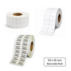 50x25mm Barcode Label Roll | 2000 Labels Per Roll | 2 Ups Chromo Paper Sticker | Self Adhesive Labels for POS, Retail & Shipping