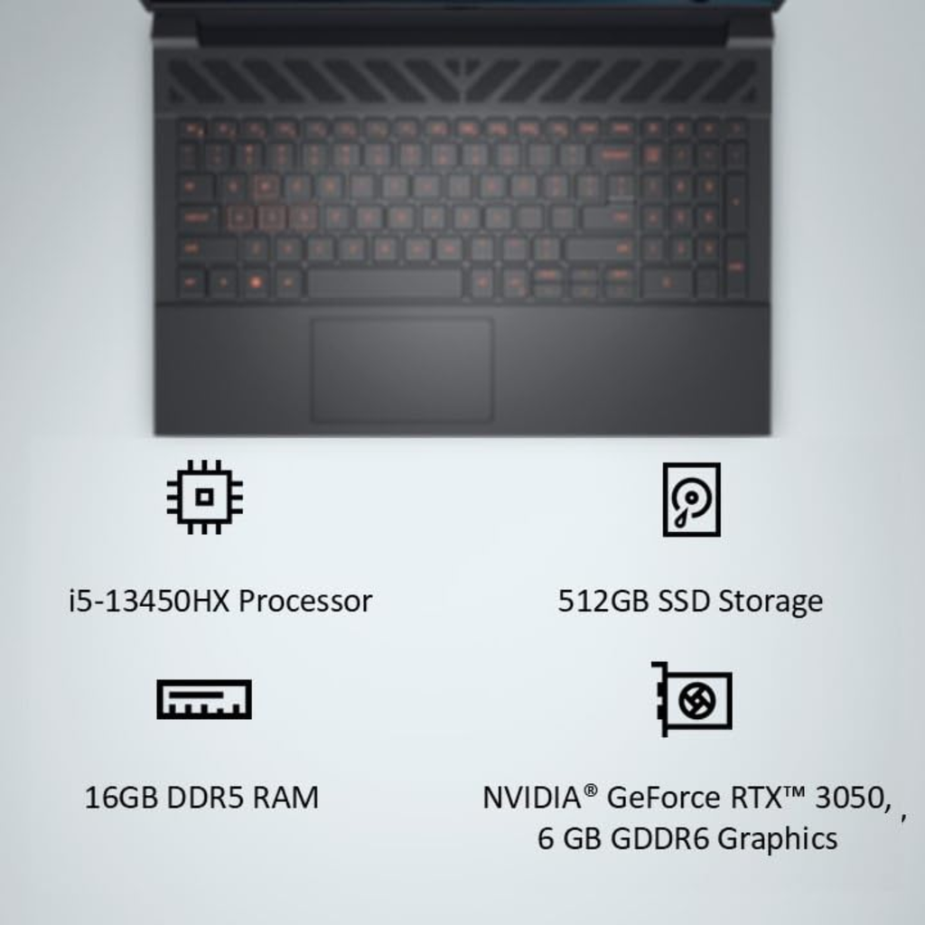 Dell G15 5530 Gaming Laptop | Intel Core i5-13450HX | NVIDIA GeForce RTX 3050 6GB | 16GB DDR5 RAM | 512GB SSD | 15.6" FHD 120Hz | Windows 11 Home | MS Office 2024 | Dark Shadow Gray