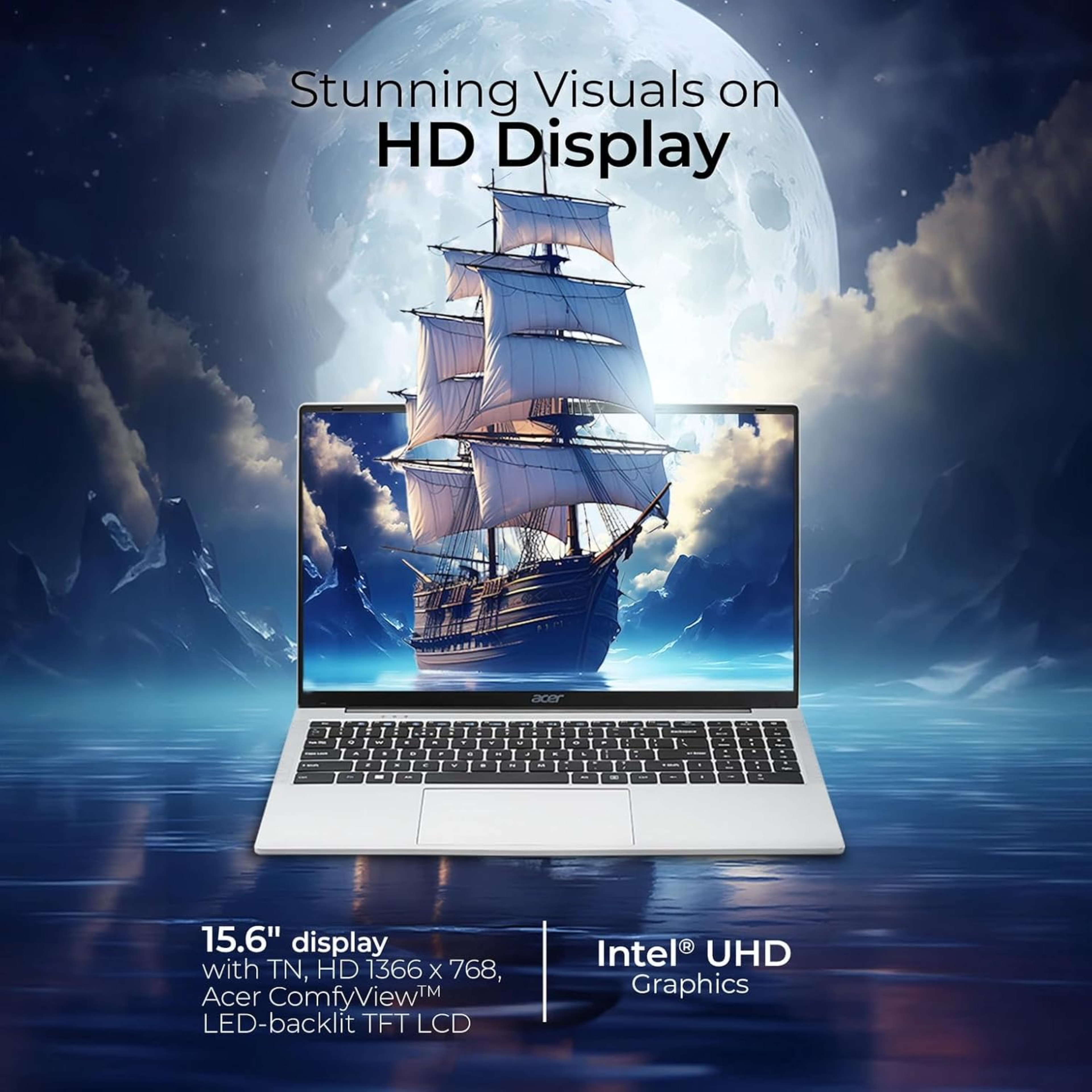Acer Aspire 3 15.6" HD Thin & Light Laptop - Intel Celeron N4500, 8GB LPDDR4X RAM, 512GB SSD, Windows 11 Home, HD Webcam, Anti-Glare Screen (Pure Silver, A325-45)