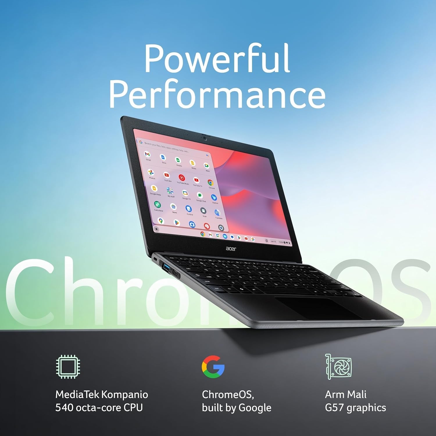 Acer Chromebook C725 - 11.6" Full HD Display, MediaTek Octa-Core Processor, 4GB RAM, 64GB eMMC | Light & Portable Chrome OS Laptop (Black)