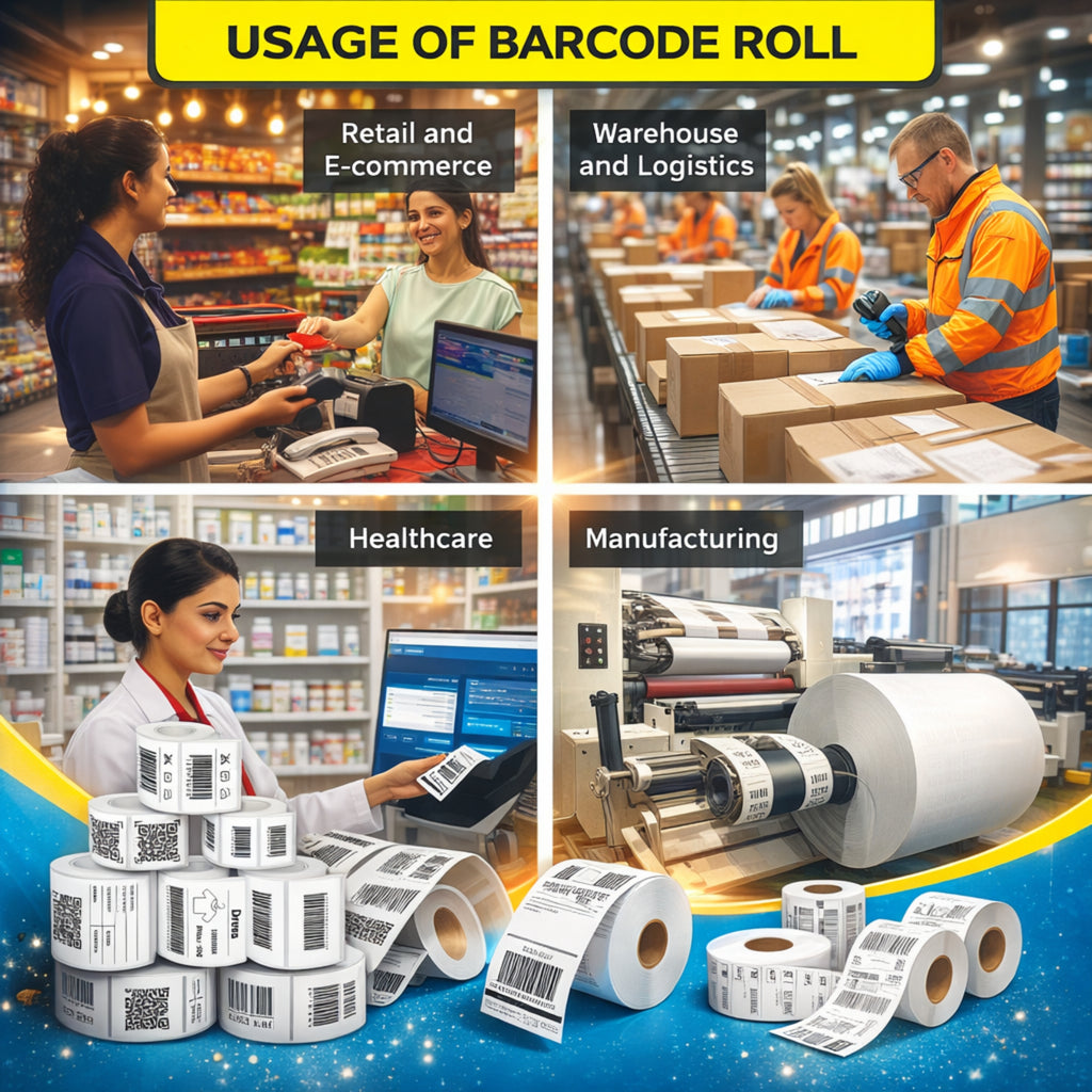105x105mm Direct Thermal Barcode Label Roll | 1000 Labels Per Roll | 1 Up DT Sticker | Self Adhesive Shipping, POS & Logistics Labels