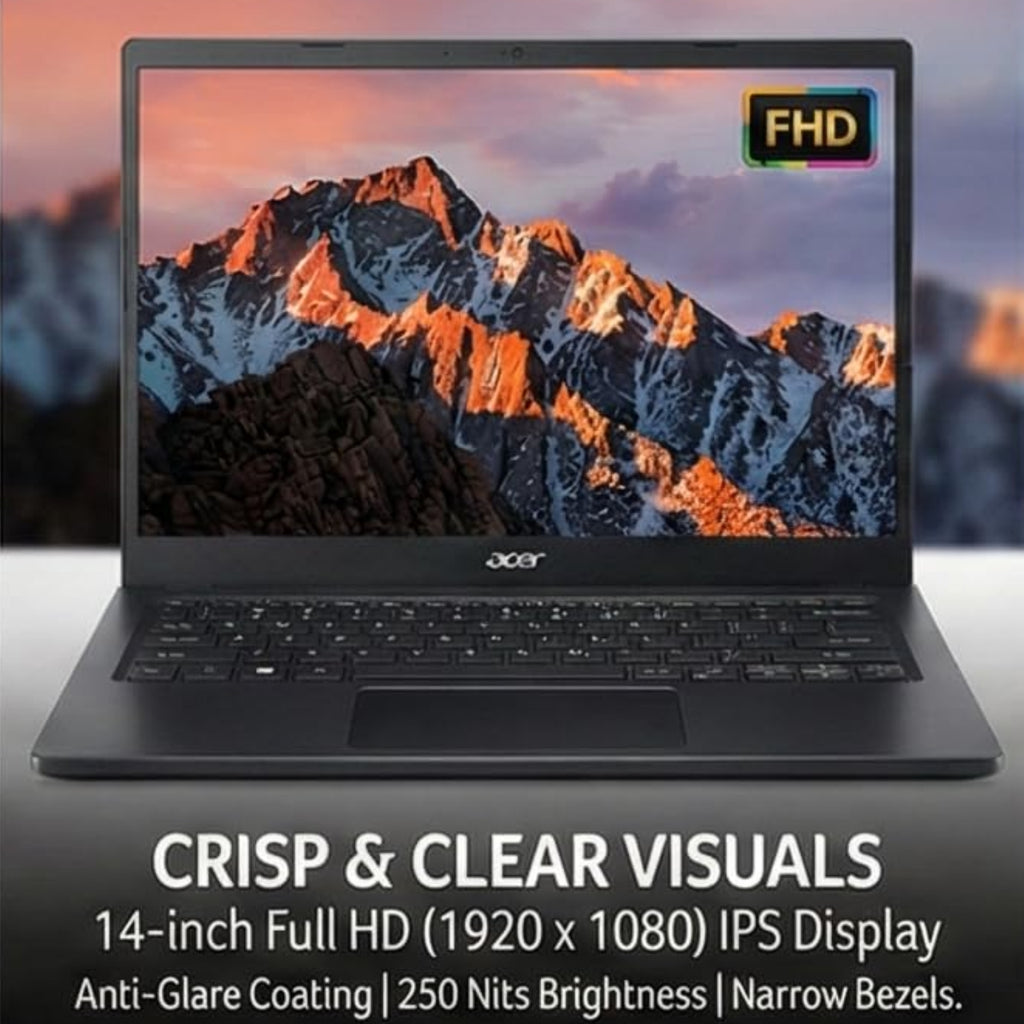 Acer TravelLite 14" FHD Laptop - AMD Ryzen 5 7430U (6-Core), 16GB RAM, 512GB SSD, Metal Body, Privacy Shutter, Win 11 Home | Thin & Light Premium Laptop (Black)