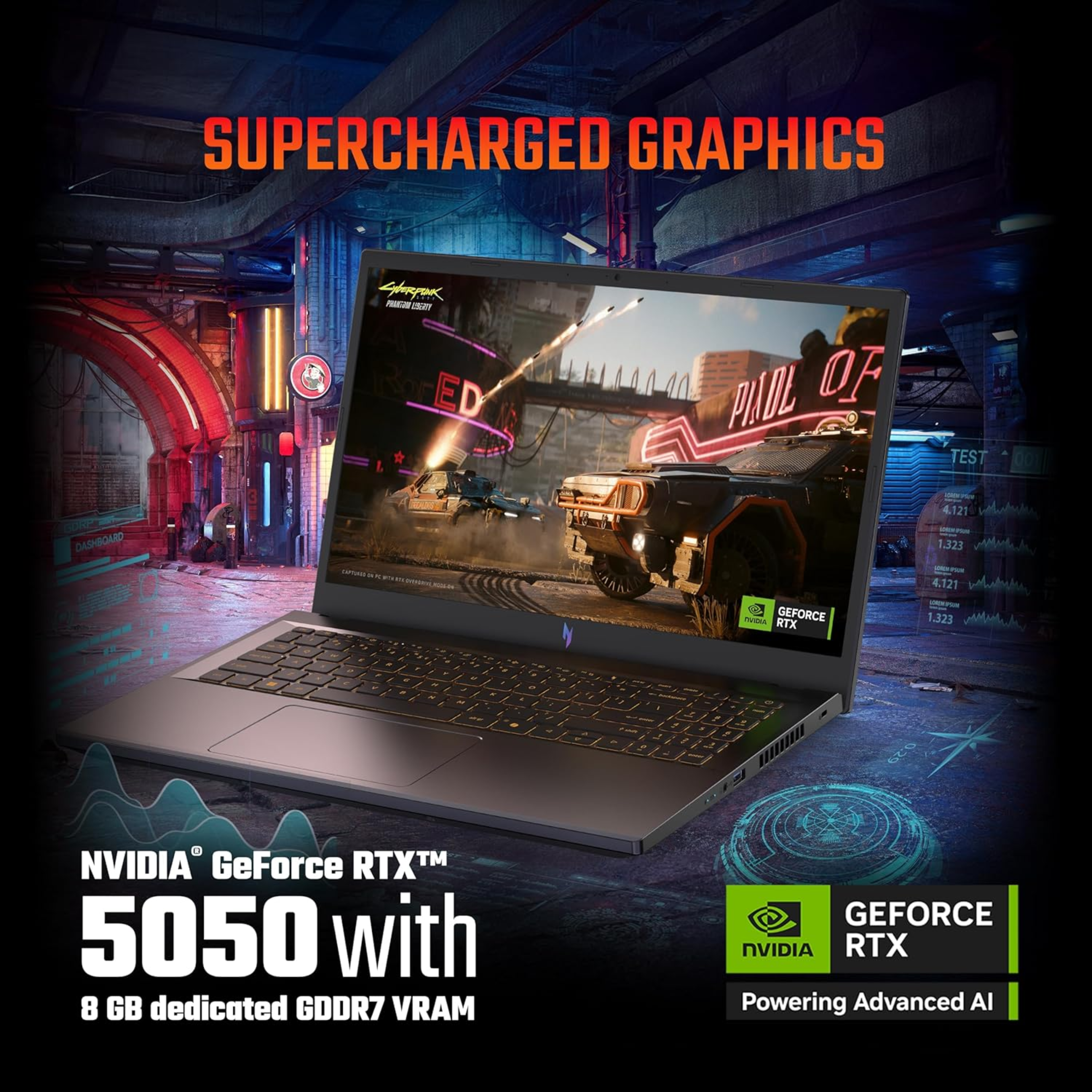 Acer Nitro V 15 Gaming Laptop - 13th Gen Intel Core i7-13620H, NVIDIA GeForce RTX 4050 (6GB), 16GB RAM, 512GB SSD, 15.6" FHD IPS 165Hz Display, Amber Backlit KB, Windows 11 Home (Obsidian Black, ANV15-52)