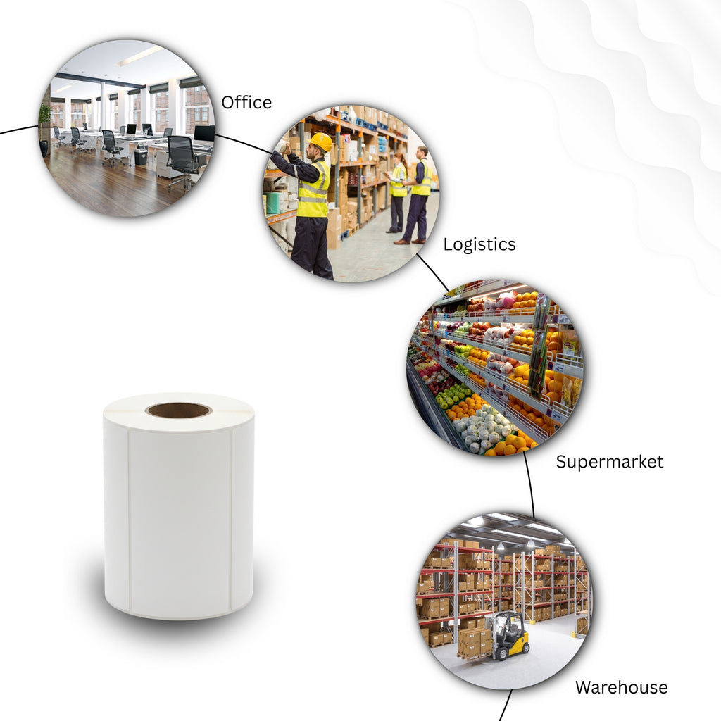 SUPERMAX 75x38, 1 ups (Chromo) Barcode Labels Stickers, 1000 Label in Roll - Pack of 10