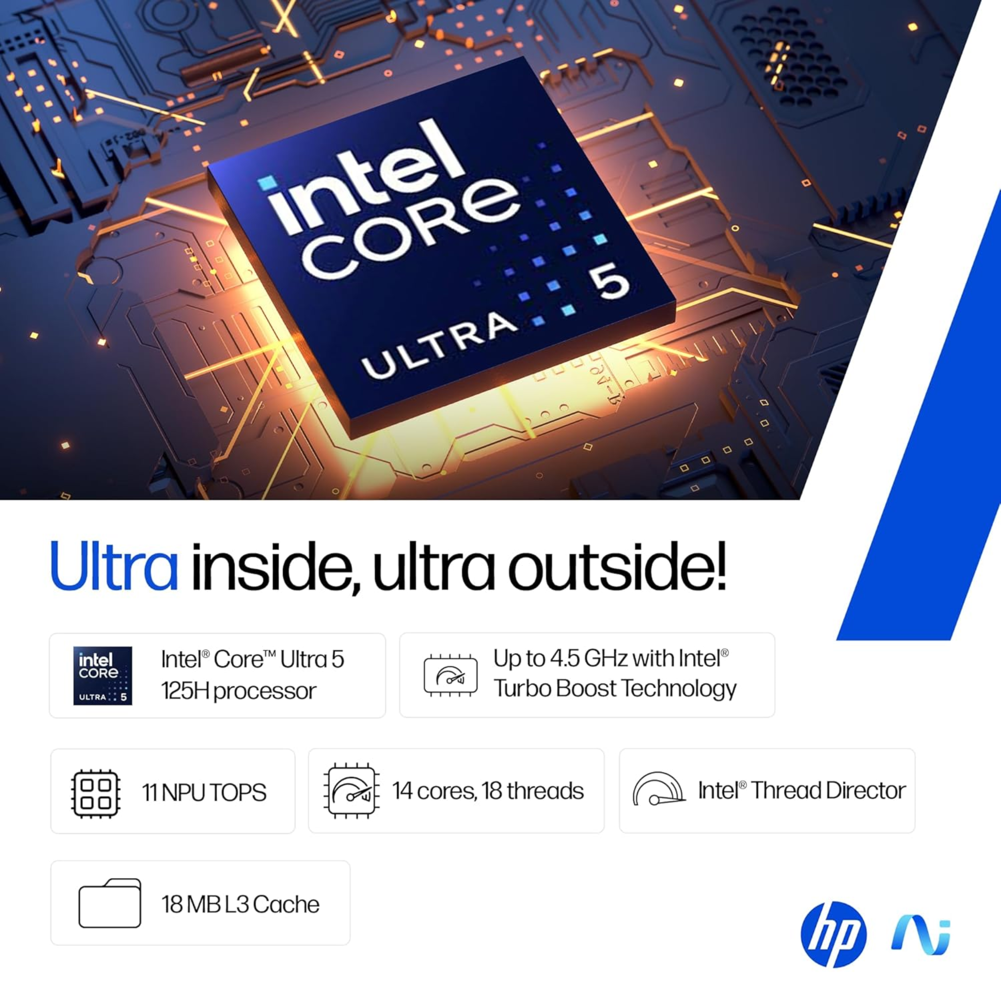 HP 15 Laptop 15.6" FHD IPS - Intel Core Ultra 5 125H, Intel Arc Graphics, 16GB DDR5 RAM, 1TB SSD, FHD Camera with Privacy Shutter, Windows 11, Office 2024 (Silver, 1.65kg, fd1354TU)