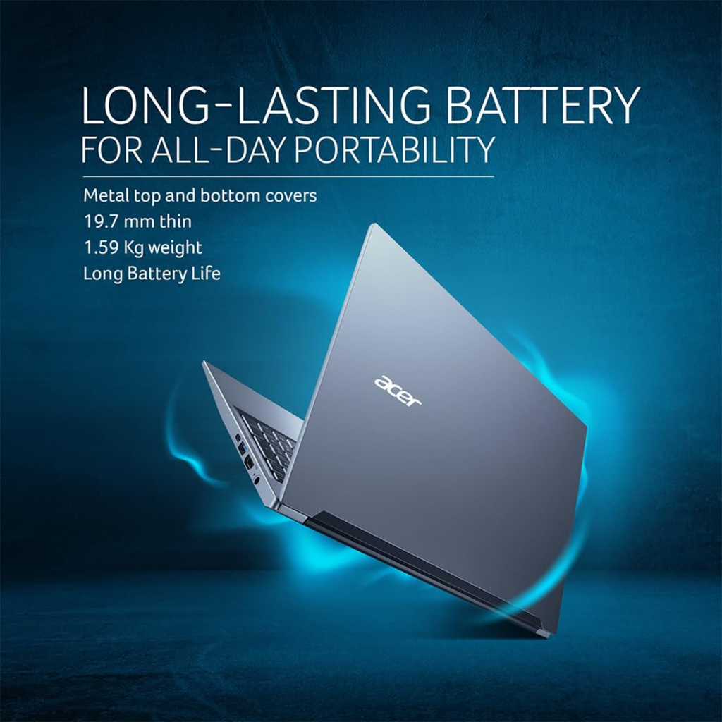 Acer Aspire Lite 15.6" FHD IPS Laptop - AMD Ryzen 5-5625U, 8GB RAM, 512GB SSD, Windows 11 Home, Premium Metal Body, 180° Hinge (Steel Gray, 1.59kg, AL15-41)