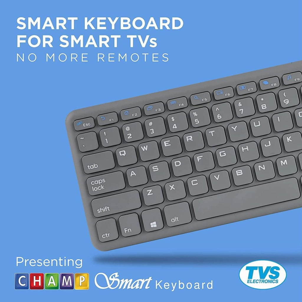 TVS Electronics Champ Smart Wireless Keyboard with Multi-Touch Trackpad | 2.4GHz USB Connectivity | 10m Range | Ergonomic Design for Smart TV, Laptop, HTPC & Android Box (Black)
