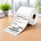 100x150mm Direct Thermal Shipping Label Roll | 400 Labels Per Roll | 1 Up DT Barcode Sticker | Self Adhesive eCommerce & Logistics Labels