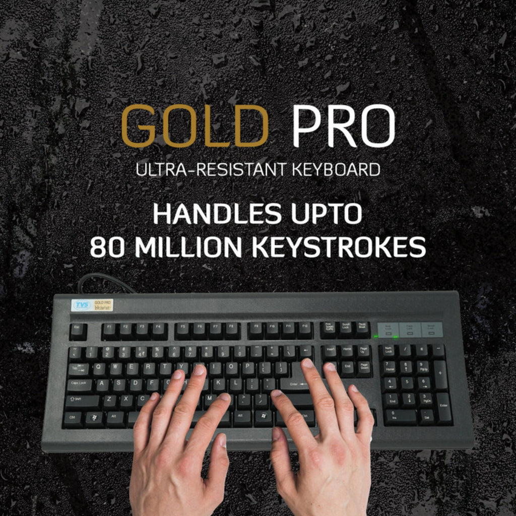 TVS Electronics Gold Pro Mechanical Keyboard | Dust & Water Resistant | 80 Million Keystrokes | Laser Etched Keys | Wired USB Standard Desktop Keyboard (Black)